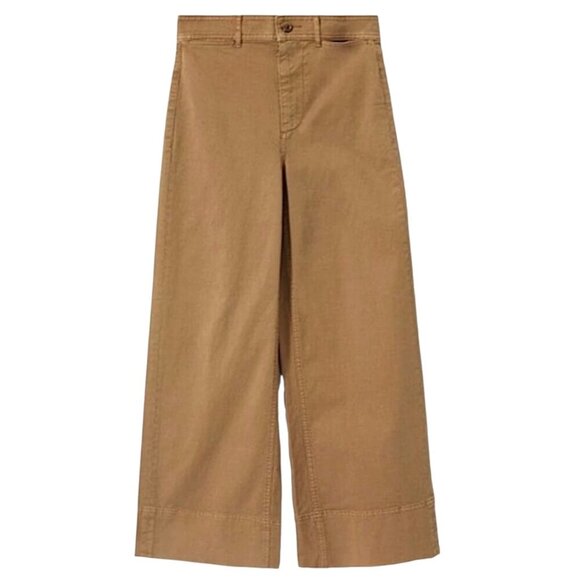 EVERLANE The Lightweight Wide Leg Crop Chino Pants in Khaki Tan - Picture 1 of 11